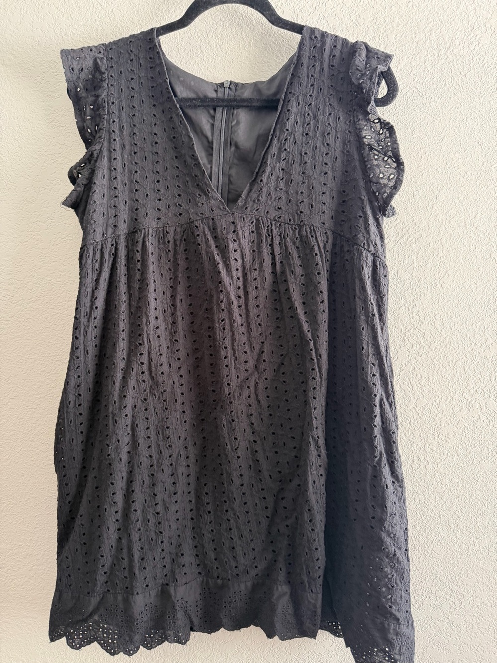 Black Eyelet Ruffle Sleeve Romper
